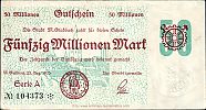 1923 AD., Germany, Weimar Republic, MÃ¼nchen-Gladbach (MÃ¶nchengladbach, town), Notgeld, currency issue, 50.000.000 Mark, Keller 3675q.2. A 104373 Obverse 