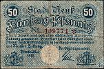 1917 AD., Germany, 2nd Empire, Neuss (town), Notgeld currency issue 50 Pfennig, Grabowski N25.2f. 199774 âœ» Obverse 