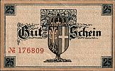 1919 AD., Germany, Weimar Republic, Neuss (town), Notgeld currency issue 25 Pfennig, Grabowski N25.5b. 176809 Reverse 