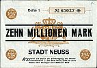 1923 AD., Germany, Weimar Republic, Neuss (town), Notgeld, currency issue, 10.000.000 Mark, Keller 3840n.2. 1 65037 âœ» Reverse 