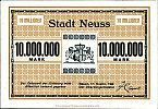 1923 AD., Germany, Weimar Republic, Neuss (town), Notgeld, currency issue, 10.000.000 Mark, Keller 3840o.1. 1 82175 âœ» Obverse 