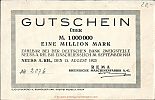 1923 AD., Germany, Weimar Republic, Neuss (REMA Rheinische Maschinen Fabrik A.-G.), Notgeld, currency issue, 1.000.000 Mark, v.E 1029,3. 2076 Obverse 