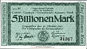 1923 AD., Germany, Weimar Republic, MÃ¼nchen-Gladbach (districts of Crefeld, Gladbach, Grevenbroich, Kempen, NeuÃŸ), Notgeld, currency issue, 5.000.000.000.000, Keller 1792.a?. 21567 Obverse 