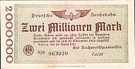 1923 AD., Germany, Weimar Republic, Berlin, Deutsche Reichsbahn, 2.000.000 Mark, Müller/Geiger 002.02a. A24 063920 Obverse 