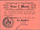 1918 AD., Germany, Weimar Republic, Nörenberg, städtische Sparkasse, Notgeld, currency issue, 1 Mark, Geiger 386.12b. Obverse