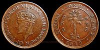 Sri Lanka, 1942 AD., Ceylon, George VI, Calcutta mint, 1 Cent, KM 111a.