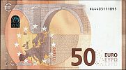 European Union, European Central Bank, Pick 23n. 50 Euro, 2020 AD., Printer: Oesterreichische Banknoten und Sicherheitsdruck GmbH, Vienna, Austria, N001D4-NA4403111095 Reverse 