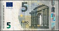 European Union, European Central Bank, Pick 20n. 5 Euro, 2013 AD. Printer: Oesterreichische Banknoten und Sicherheitsdruck GmbH, Vienna, Austria, N009E3-NA35102***** Obverse 