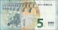 European Union, European Central Bank, Pick 26n. 5 Euro, 2013 AD. Printer: Oesterreichische Banknoten und Sicherheitsdruck GmbH, Vienna, Austria, N020A1-NC1113405416 Reverse 