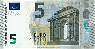 European Union, European Central Bank, Pick 26n. 5 Euro, 2013 AD. Printer: Oesterreichische Banknoten und Sicherheitsdruck GmbH, Vienna, Austria, N020C3-NC3313319003 Obverse 