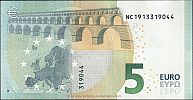 European Union, European Central Bank, Pick 26n. 5 Euro, 2013 AD. Printer: Oesterreichische Banknoten und Sicherheitsdruck GmbH, Vienna, Austria, N020I1-NC1913319044 Reverse 