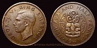 New Zealand, 1941 AD., George VI, Royal Mint, London, 1/2 Penny, KM 12.