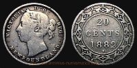 Canada, 1882 AD., Newfoundland, Victoria, Heaton mint, Birmingham, 20 Cents, KM 4.