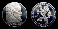 1995 AD., Netherlands, Beatrix, Medallic Coinage, 350th anniversary death of Hugo Grotius commemorative, Utrecht mint, 10 Ecu, KM X 86.
