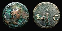  65 AD., Nero, Lugdunum mint, As, RIC 477. 