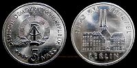 1987 AD., Germany, German Democratic Republic, 750th anniversary of Berlin â€“ Nikolaiviertel commemorative, Berlin mint, 5 Mark, KM 114. 