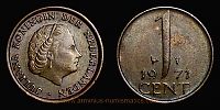1971 AD., Netherlands, Juliana, Utrecht mint, 1 Cent, KM 180. 