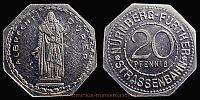 1921 AD., Germany, Weimar Republic, NÃ¼rnberg-FÃ¼rther StraÃŸenbahn (tram), Notgeld, Albrecht DÃ¼rer commemorative, struck by L. Chr. Lauer, Nuremberg, 20 Pfennig, Menzel 19256.2.