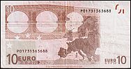 European Union, European Central Bank, Pick 2p.2. 10 Euro, 2002 AD., Printer: Giesecke & Devrient, Germany for Netherlands, P001E5-P01731363688 Reverse 