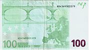 European Union, European Central Bank, Pick 5x. 100 Euro, 2002-2003 AD., Printer: Giesecke & Devrient, Germany, P005A1-X04369303379 Reverse 