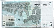 European Union, European Central Bank, Pick 8x.1. 5 Euro, 2009 AD. Printer: Giesecke & Devrient, Germany, P014A4-X32409****** Reverse 