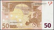 European Union, European Central Bank, Pick 11x.1. 50 Euro, 2009 AD., Printer: Giesecke & Devrient (Germany â€“ Munich/Leipzig), P018D4-X41063891177 Reverse 