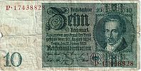 1929-1945 AD., Germany, Third Reich, Reichsbank, Berlin, 10 Reichsmark, Pick 180a/1. S-PÂ·17438828 Obverse