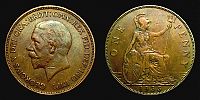 1935 AD., Great Britain, George V, Royal mint London, 1 Penny, KM 838. 