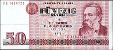 1986 AD., Germany, German Democratic Republic (GDR), Staatsbank der DDR, Berlin, 50 Mark, Pick 30b. FE 1654722 Obverse 