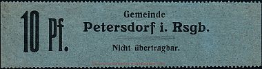 1916-1921 AD., Germany, 2nd Empire – Weimar Republic, Petersdorf im Riesengebirge (municipality), Notgeld, currency issue, 10 Pfennig, Tieste 5570.05.03.B. (2) Obverse 