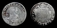 1572 AD., Spanish Netherlands, Holland, Dordrecht mint, Philip II of Spain, 1/5 Philipsdaalder, countermarked.
