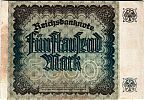 1922 AD., Germany, Weimar Republic, Reichsbank, Berlin, 4th issue, 5000 Mark, printer J.P. Bachem, KÃ¶ln, Pick 81d. D 678500 Reverse