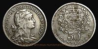 1927 AD, Portugal, Republic, Lisbon mint, 50 Centavos, KM 577. 