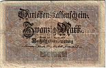 1914 AD., Germany, 2nd Empire, Reichsschuldenverwaltung, Berlin, 20 Mark, Pick 48b. QÂ·Nr4560985 Obverse