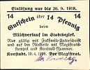 1918 AD., Germany, 2nd Empire - Weimar Republic, Konstadt, town, Notgeld, currency issue, 14 Pfennig, Tieste 3665.05.21.3.F.B.x. 3948 Obverse 
