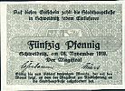 1918 AD., Germany, Weimar Republic, Schweidnitz, Stadt, Notgeld, currency issue, 50 Pfennig, Tieste 6775.20.11.2. 42098* Obverse 