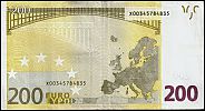 European Union, European Central Bank, Pick 6x. 200 Euro, 2002 AD., Printer: Bundesdruckerei, Berlin, Germany, R001E1-X00345784835 Reverse 