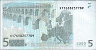 European Union, European Central Bank, Pick 8x.2. 5 Euro, 2009 AD. Printer: Bundesdruckerei, Germany, R004H6-X17658257789 Reverse 