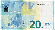 European Union, European Central Bank, Pick 22r. 20 Euro, 2015 AD., Printer: Bundesdruckerei, Berlin, Germany, R012A4-RB1897227941 Reverse 