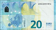 European Union, European Central Bank, Pick 28r. 20 Euro, 2020 AD., Printer: Bundesdruckerei, Berlin, Germany, R013I4-RP0432921816 Reverse 