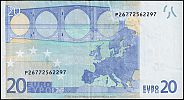 European Union, European Central Bank, Pick 16p. 20 Euro, 2011 AD., Printer: Bundesdruckerei, Berlin, Germany, for Netherlands, R015G3-P26772562297 Reverse 