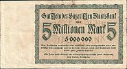 1923 AD., Germany, Weimar Republic, München, Bayerische Staatsbank, 5.000.000 Mark, Keller 3657d.1.1. B 202920 Reverse 