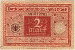 1920 AD., Germany, Weimar Republic, Reichsschuldenverwaltung, Berlin, 2 Mark, Pick 59. 48·572789 Obverse