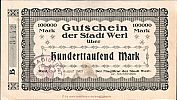1923 AD., Germany, Weimar Republic, Werl (town), Notgeld, currency issue, 100.000 Mark, Keller 5561a.2. B 3142 Obverse 