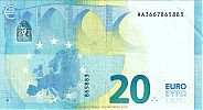 European Union, European Central Bank, Pick 22r. 20 Euro, 2015 AD., Printer: Bundesdruckerei, Berlin, Germany, R006F5-RA3667865883 Reverse 