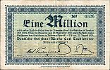1923 AD., Germany, Weimar Republic, Ohlau (Deutsche Holzbau-Werke Carl Tuchscherer AG.), Notgeld, currency issue, 1.000.000 Mark, Ref. ? , 0526 Obverse 