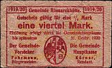 1919-1920 AD., Germany, Weimar Republic, BismarckhÃ¼tte (municipality), Notgeld, currency issue, Â¼ Mark, Tieste 0695.10.60.1. Obverse 