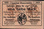 1919 AD., Germany, Weimar Republic, BismarckhÃ¼tte (municipality), Notgeld, currency issue, Â½ Mark, Tieste 0695.10.35.1. Obverse 