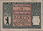 1922 AD., Germany, Weimar Republic, Berlin (city), Notgeld, collector series issue, urban transport series, 1865, 2 Mark, Grabowski/Mehl 92.3-4/10. 153477 Obverse 