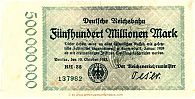 1923 AD., Germany, Weimar Republic, Deutsche Reichsbahn, Berlin, 500000000 Mark, Müller/Geiger 002.15e. Obverse